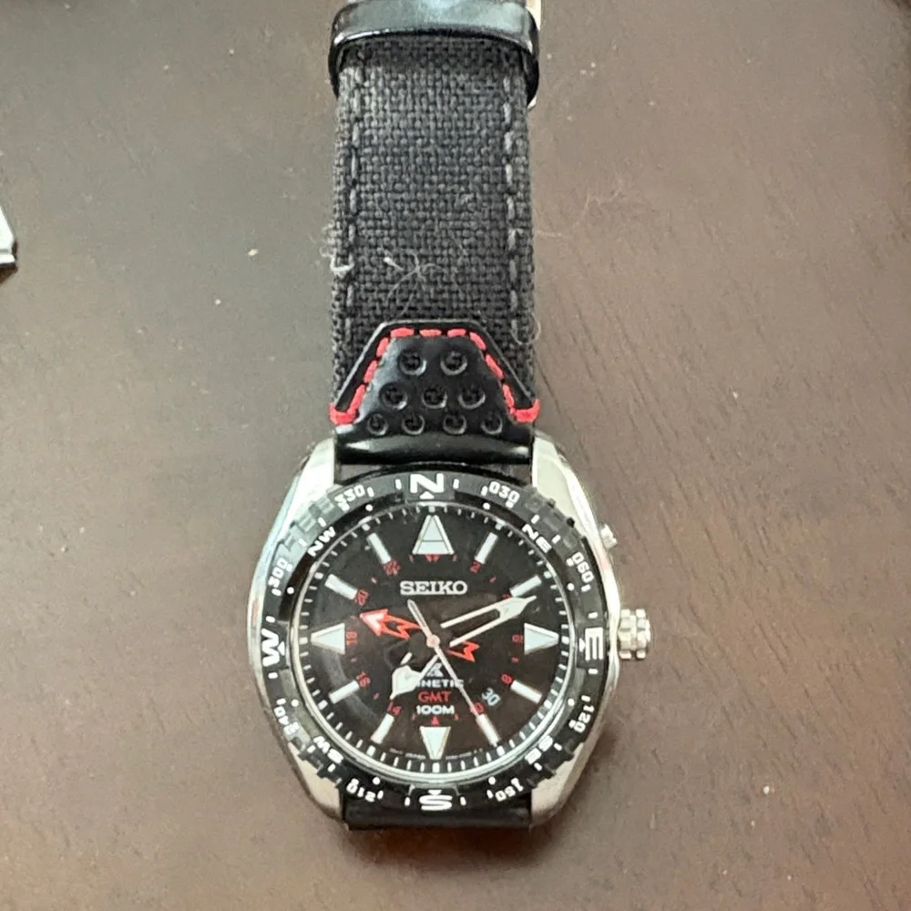 Seiko Black and Red GMT Men's Watch - Picture 3 of 5